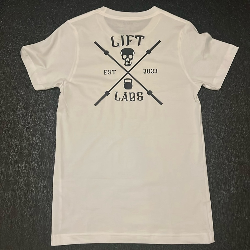 Adult Unisex Small Lift Labs Barbell and Skull T-Shirt